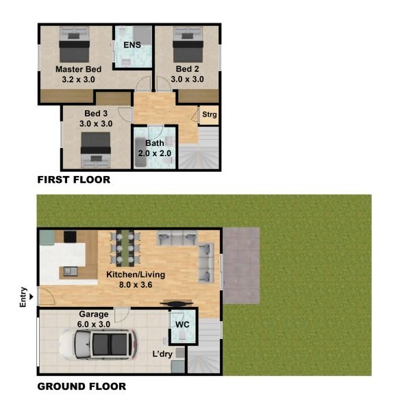 Ground floor and first floor diagram